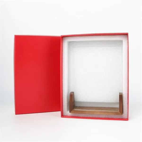 Clear Crystal Glass Award Plaque with Wooden Base