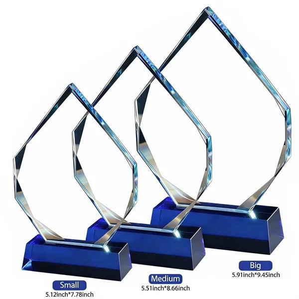 Faceted Crystal Diamond Award on Blue Base