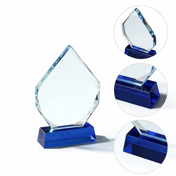Faceted Crystal Diamond Award on Blue Base