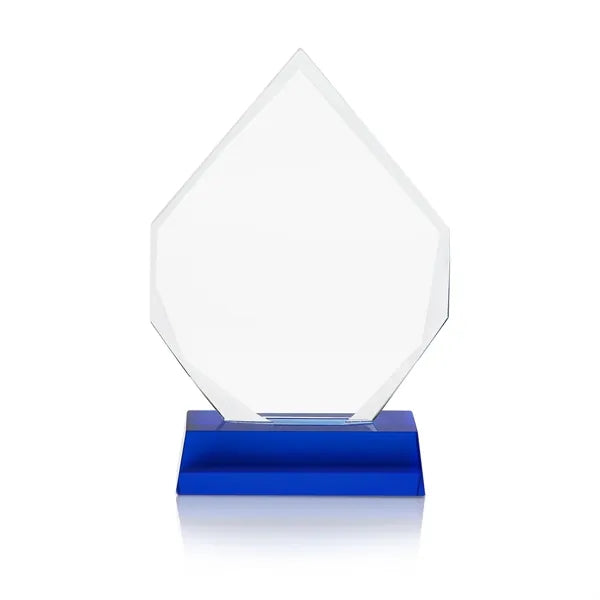 Faceted Crystal Diamond Award on Blue Base