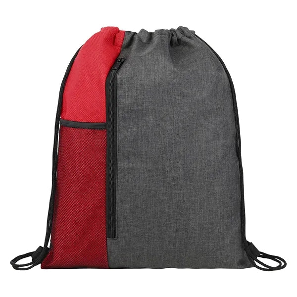 Vertical Drawstring Cinch Backpack with Mesh Pock