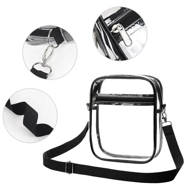 Clear PVC Crossbody Stadium Bag with Front Pocket
