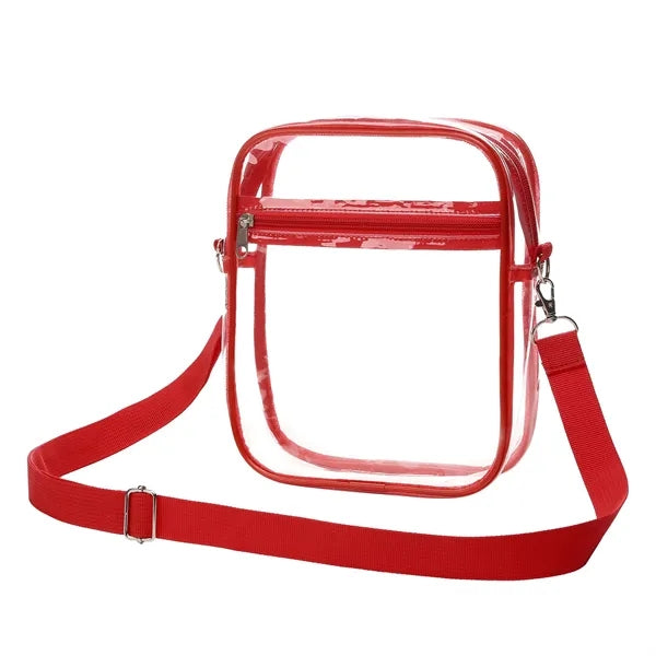 Clear PVC Crossbody Stadium Bag with Front Pocket