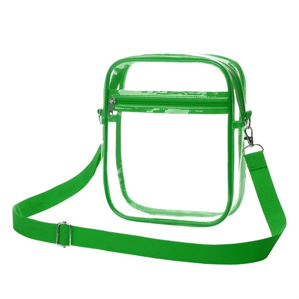 Clear PVC Crossbody Stadium Bag with Front Pocket