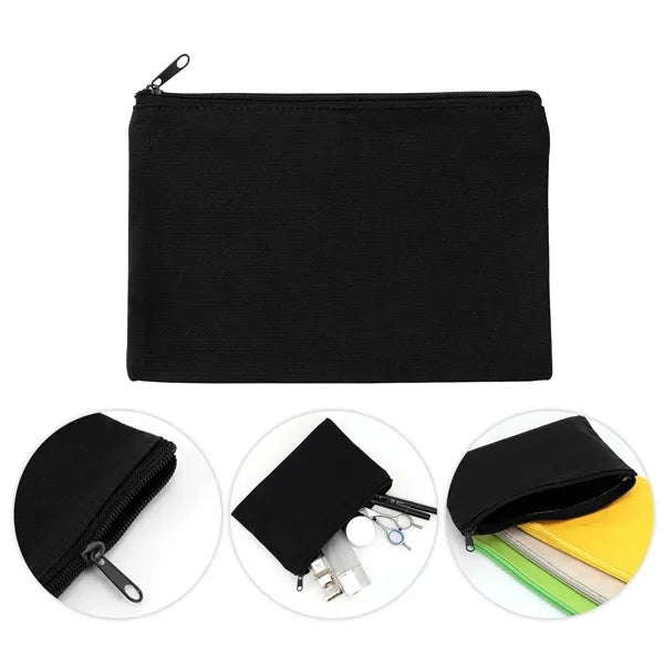 9" x 6" Solid Cotton Canvas Multi-Purpose Zip Pouch