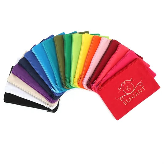 9" x 6" Solid Cotton Canvas Multi-Purpose Zip Pouch