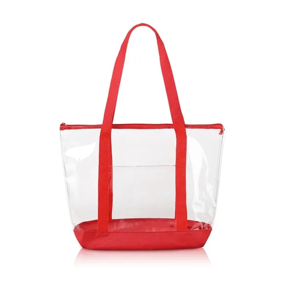 Clear Zipper Tote Bag with Front Pocket