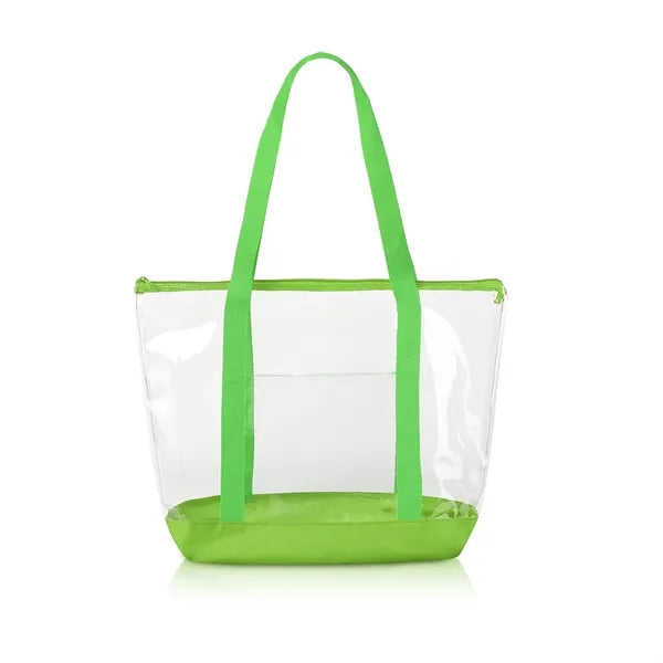 Clear Zipper Tote Bag with Front Pocket