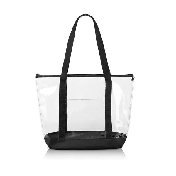 Clear Zipper Tote Bag with Front Pocket