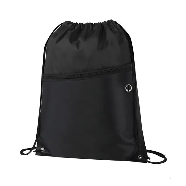 Two-Tone Drawstring Bag with Front Zippered Pocket