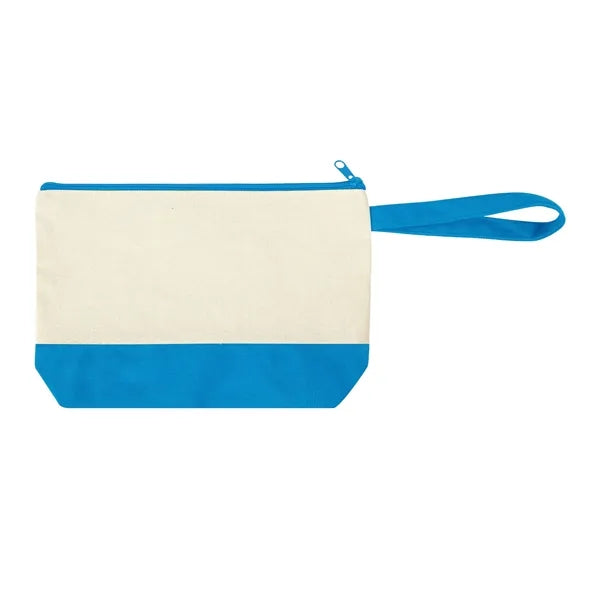 Two-Tone Cotton Canvas Zip Cosmetic Pouch