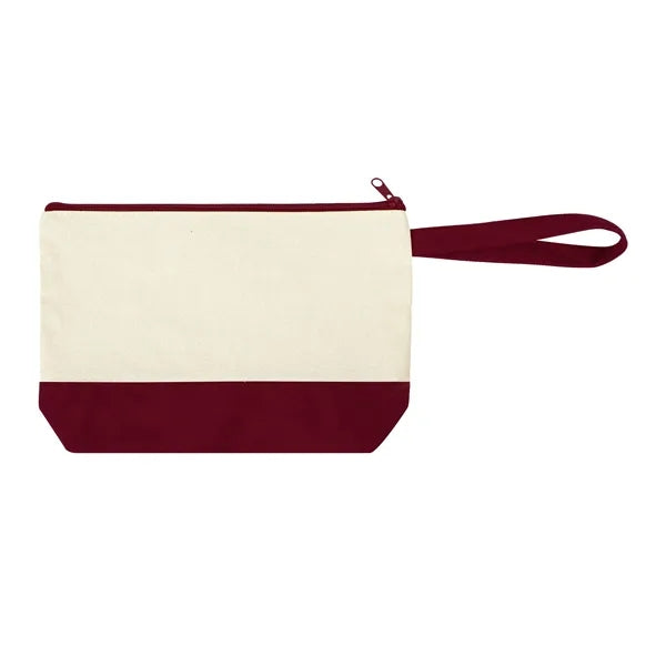 Two-Tone Cotton Canvas Zip Cosmetic Pouch