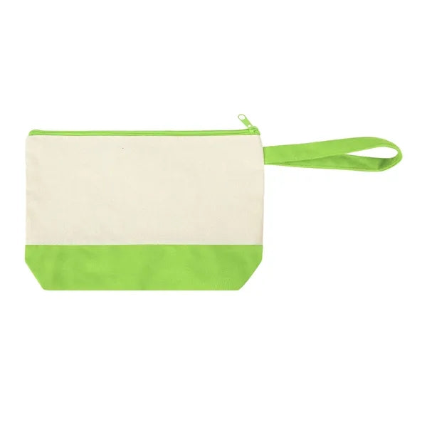 Two-Tone Cotton Canvas Zip Cosmetic Pouch