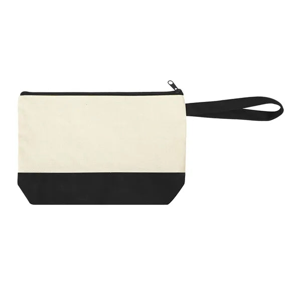 Two-Tone Cotton Canvas Zip Cosmetic Pouch