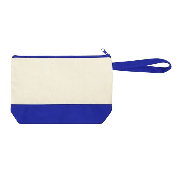 Two-Tone Cotton Canvas Zip Cosmetic Pouch