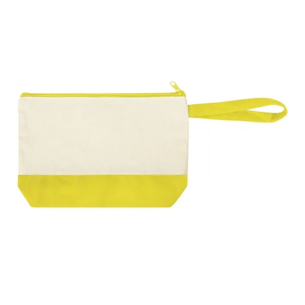 Two-Tone Cotton Canvas Zip Cosmetic Pouch