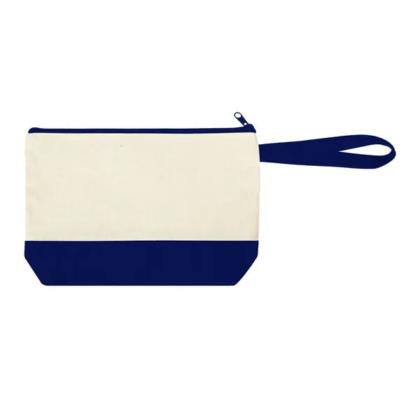 Two-Tone Cotton Canvas Zip Cosmetic Pouch