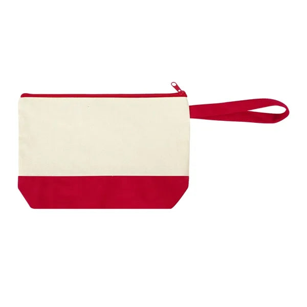 Two-Tone Cotton Canvas Zip Cosmetic Pouch