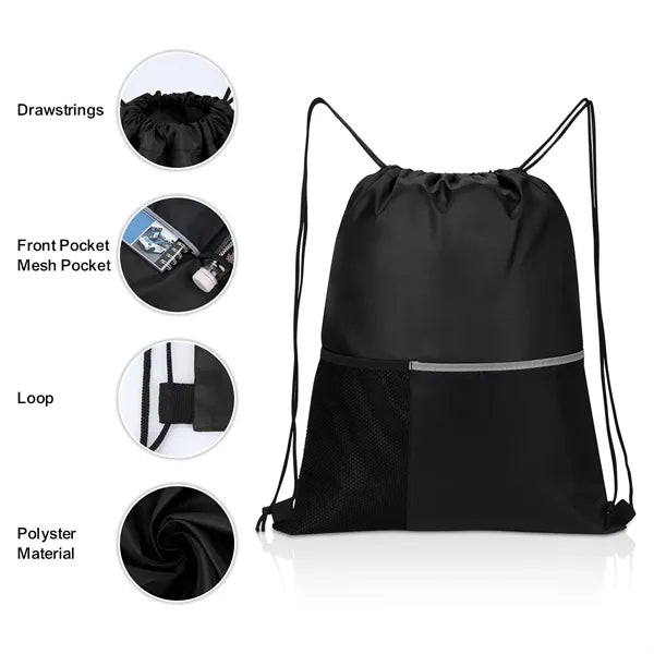 Dual-Pocket Drawstring Cinch Backpack