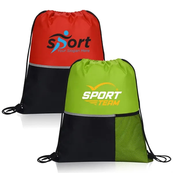 Dual-Pocket Drawstring Cinch Backpack