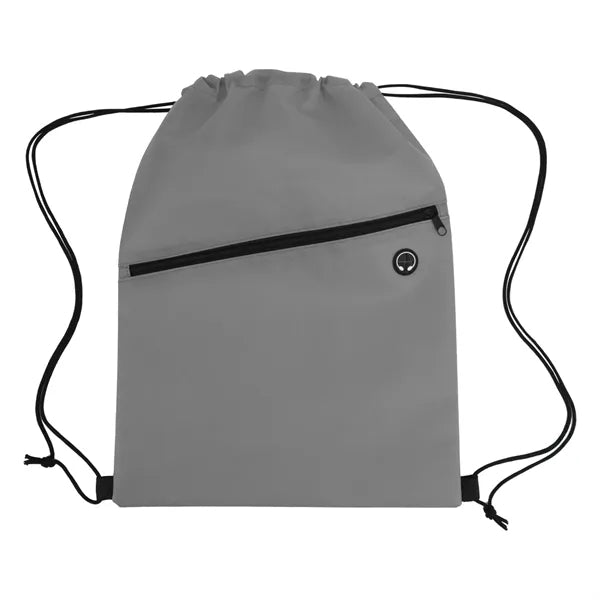 Non-woven Sports Cinch Bag with Front Zipper