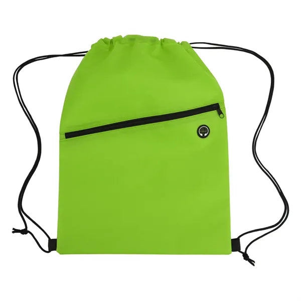 Non-woven Sports Cinch Bag with Front Zipper