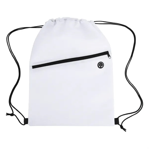 Non-woven Sports Cinch Bag with Front Zipper