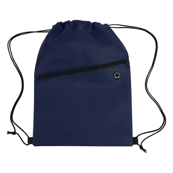 Non-woven Sports Cinch Bag with Front Zipper