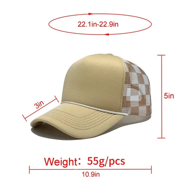 Checkered Pattern Mesh Sun Hat