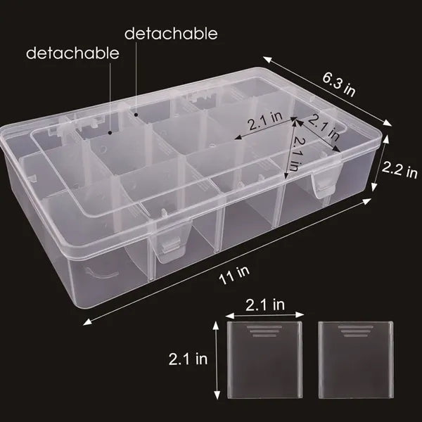 15-Grid Adjustable Compartment Plastic Storage Organizer Box