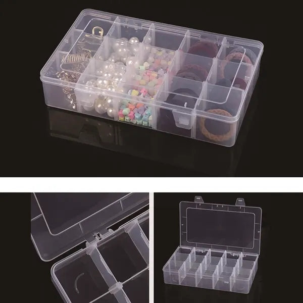 15-Grid Adjustable Compartment Plastic Storage Organizer Box