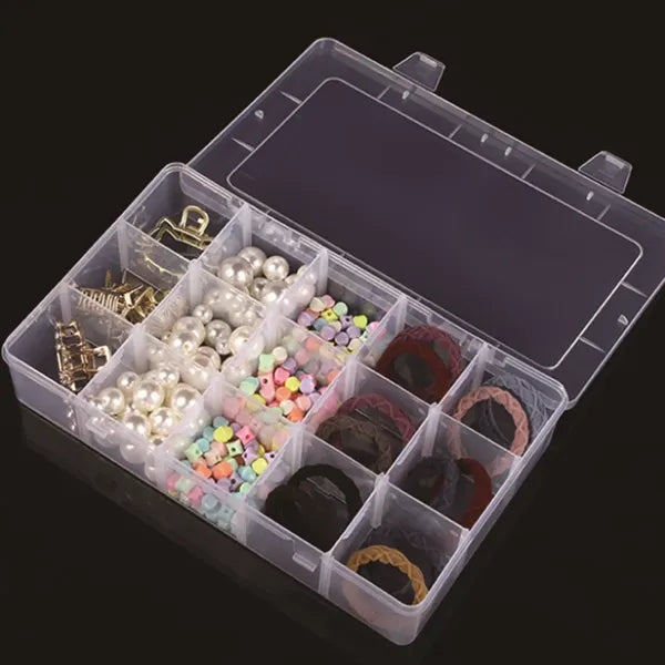 15-Grid Adjustable Compartment Plastic Storage Organizer Box