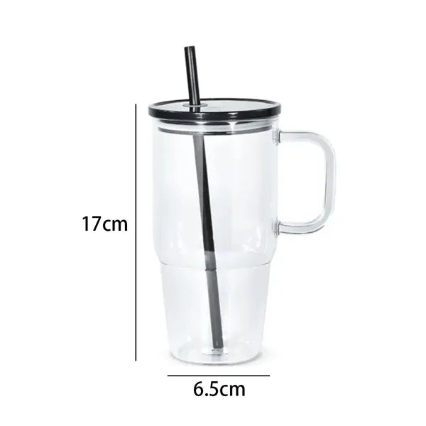 20oz. Double Wall Plastic Cup with Handle and Straw
