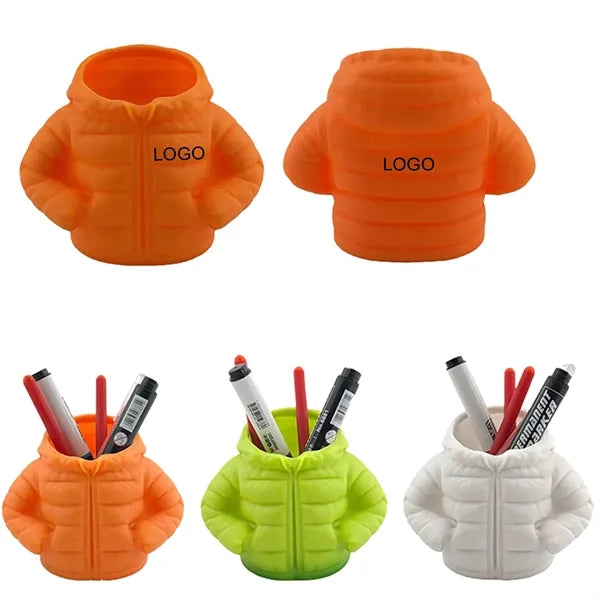 Cute Puffer Jacket Pen Holder Desk Organizer