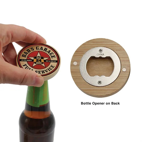 Bamboo Magnetic Bottle Opener, Full Color Digital