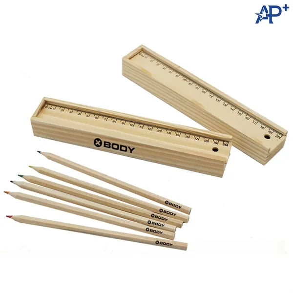 Six Color Wooden Box Colored Pencil Set