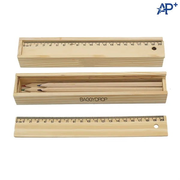 Six Color Wooden Box Colored Pencil Set