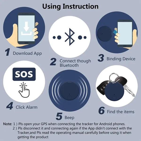 Bluetooth Round Smart Tracker Anti-Lost Locator Device