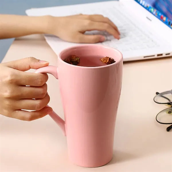 16 oz Large Steeper Mug Ceramic Tea Cup with Lid