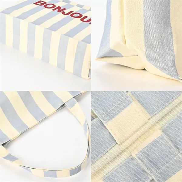 Striped Canvas Tote, Supermarket Shopping Bag