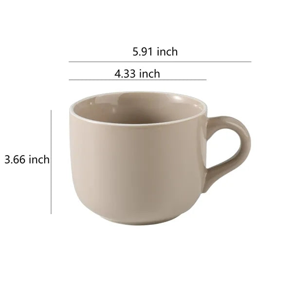 Porcelain Large Oatmeal Mug 20 Ounces Wide Coffee Cup