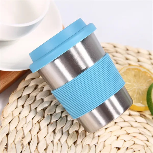 Stainless Steel Silicone Travel Mug w/ Lid & Cover