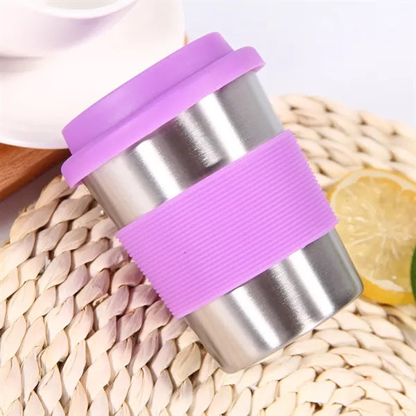 Stainless Steel Silicone Travel Mug w/ Lid & Cover