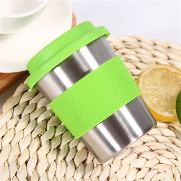 Stainless Steel Silicone Travel Mug w/ Lid & Cover