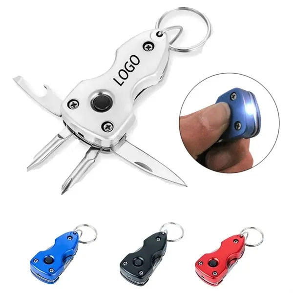 5 In 1 EDC Multitool Keychain with LED Knife Screwdriver