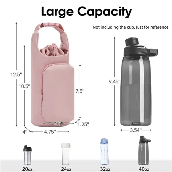 Portable shoulder strap insulated water bottle cover