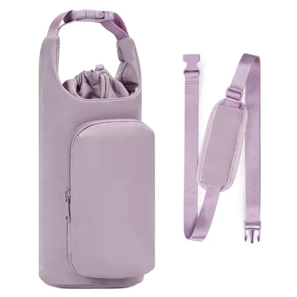 Portable shoulder strap insulated water bottle cover