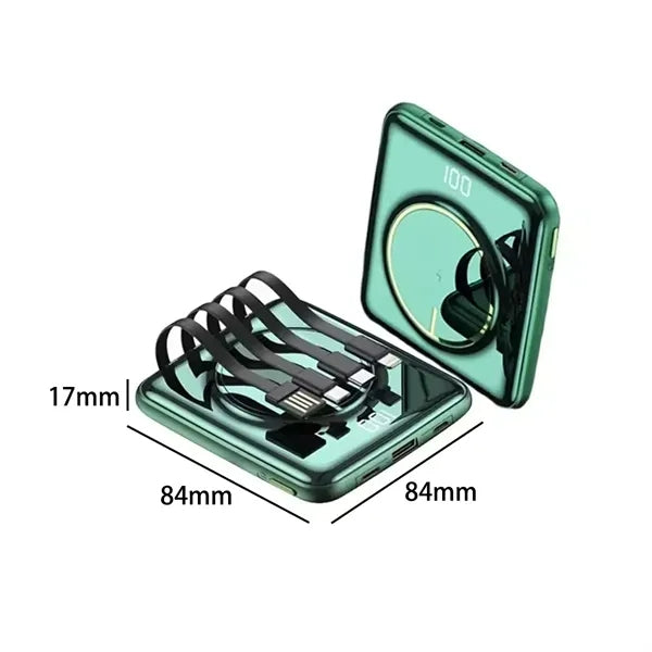 10000mAh Digital Display Power Bank with Built-in Cables