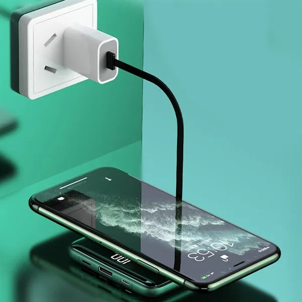 10000mAh Digital Display Power Bank with Built-in Cables