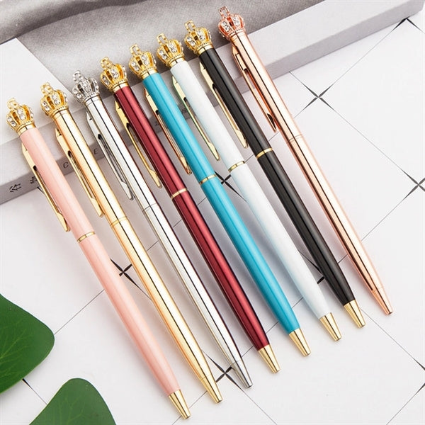 Crystal Crown Metal Twist Pen